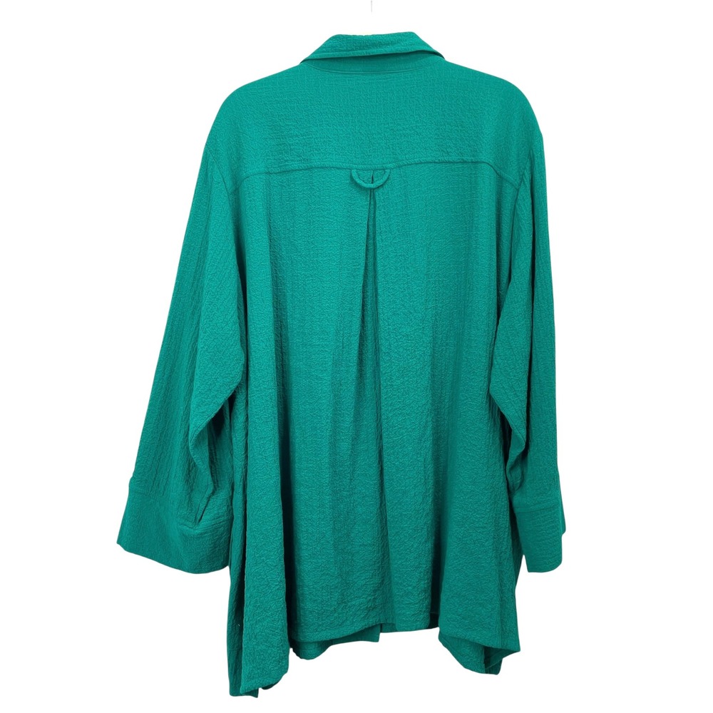 Ali Miles textured button up shirt blouse Size 2X green artsy boho lagenlook - Picture 8 of 8